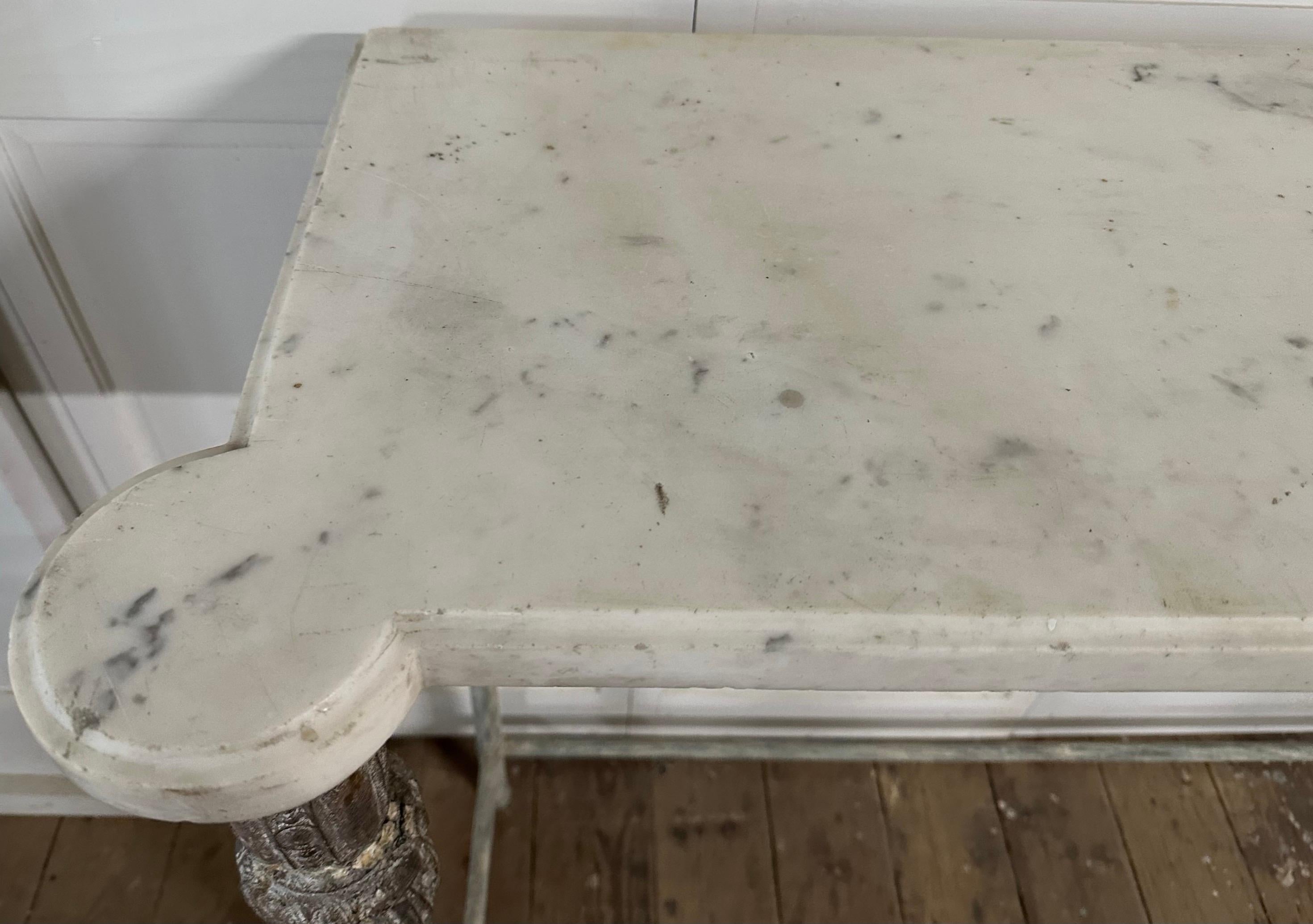Antique French Louis XVI Marble Top Console Table For Sale 13