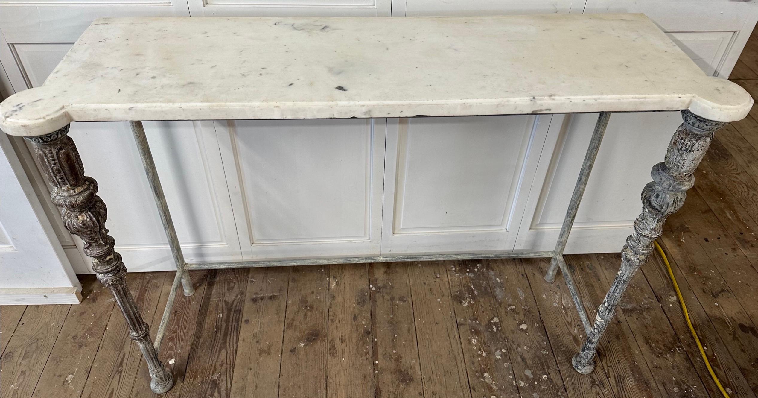 19th Century Antique French Louis XVI Marble Top Console Table