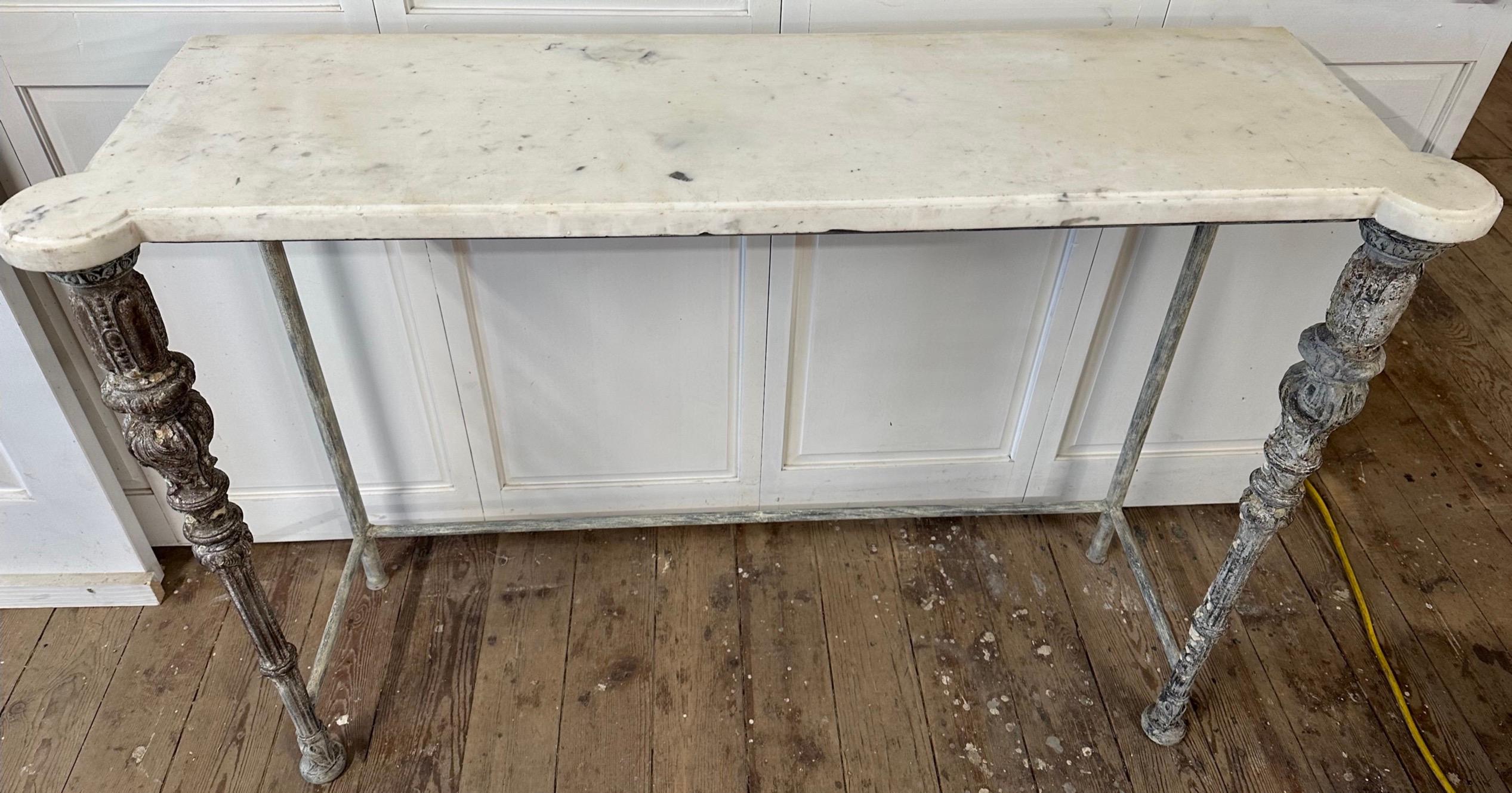 19th Century Antique French Louis XVI Marble Top Console Table For Sale