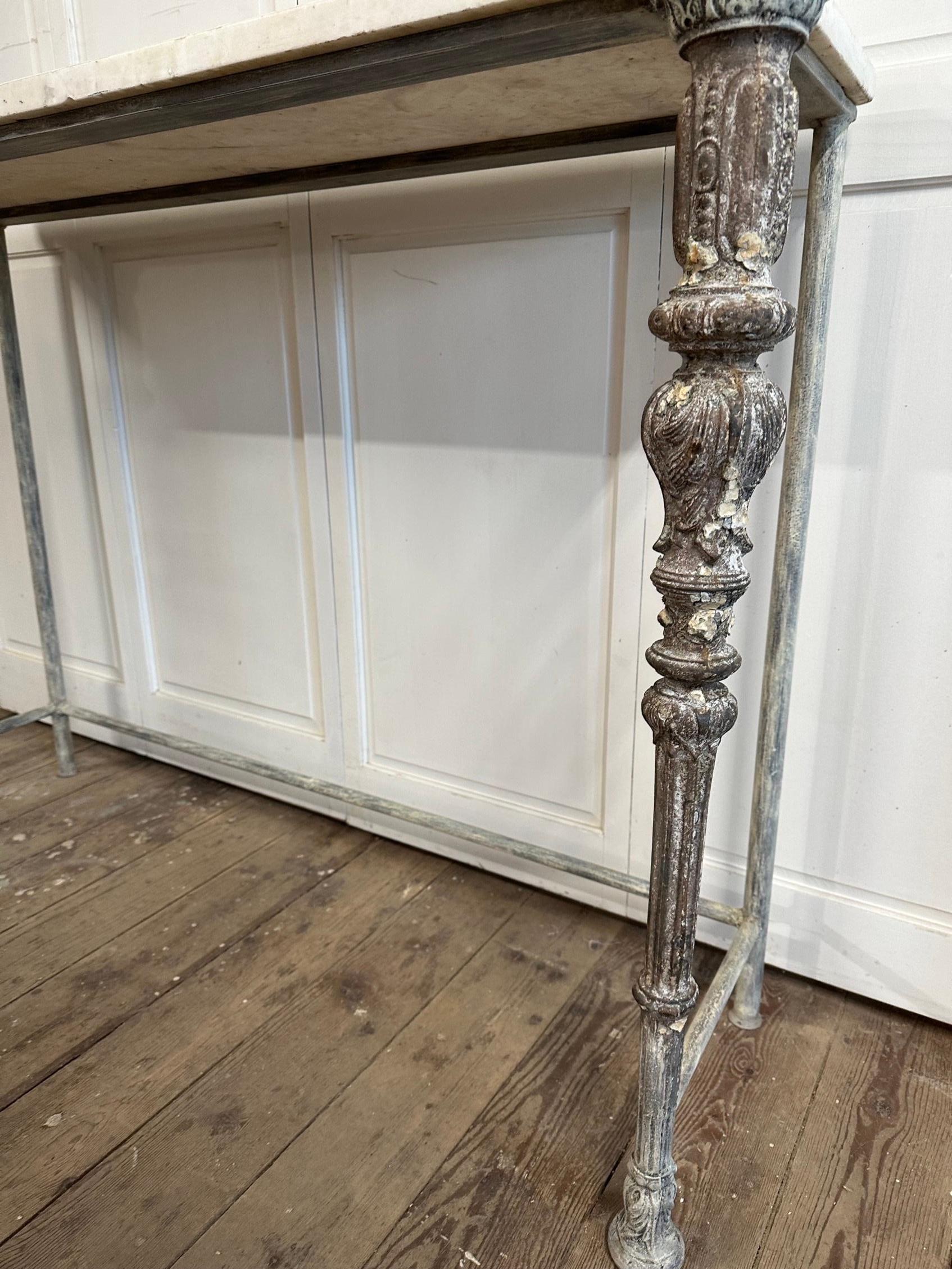 Antique French Louis XVI Marble Top Console Table For Sale 1