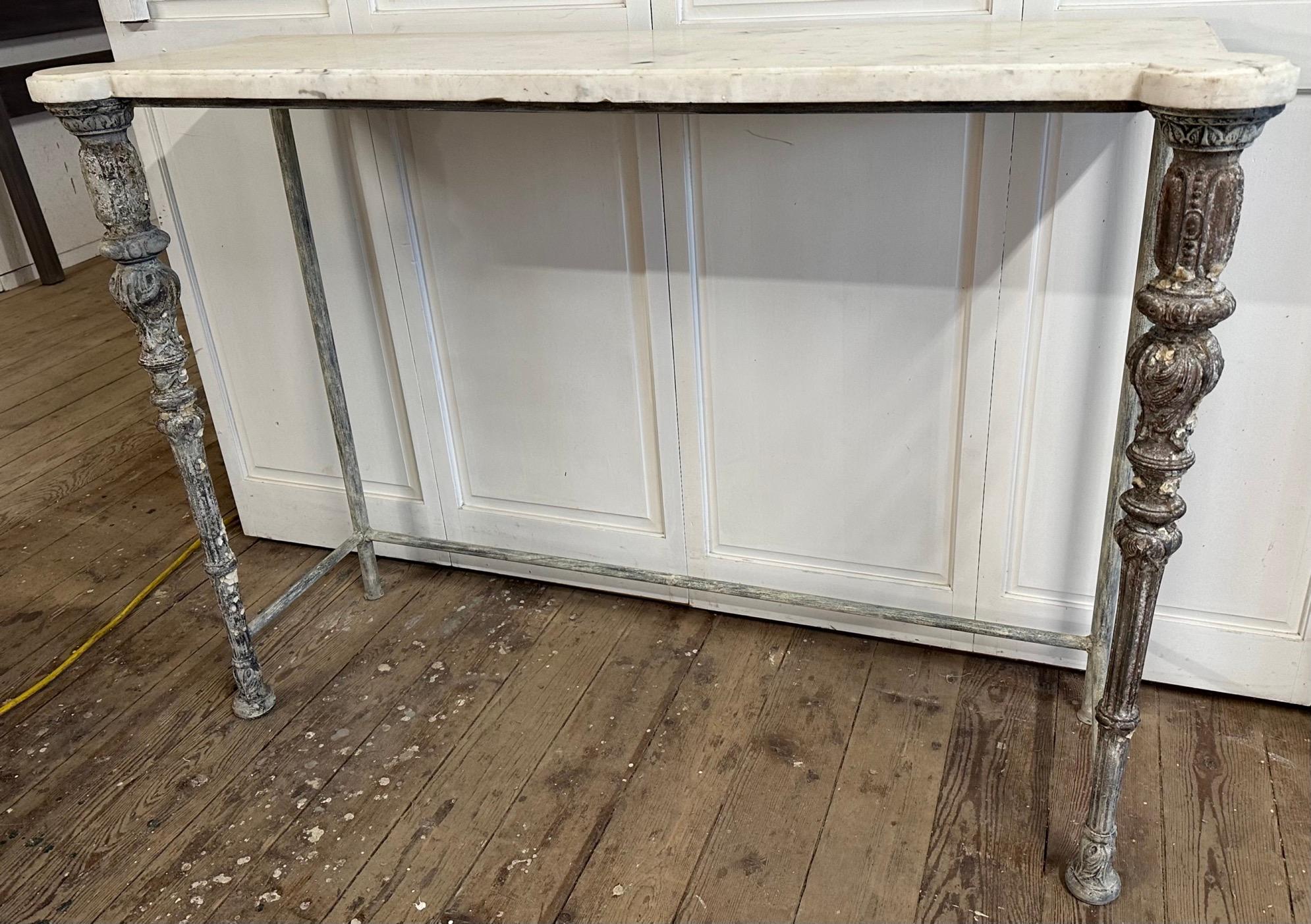 Antique French Louis XVI Marble Top Console Table For Sale 2