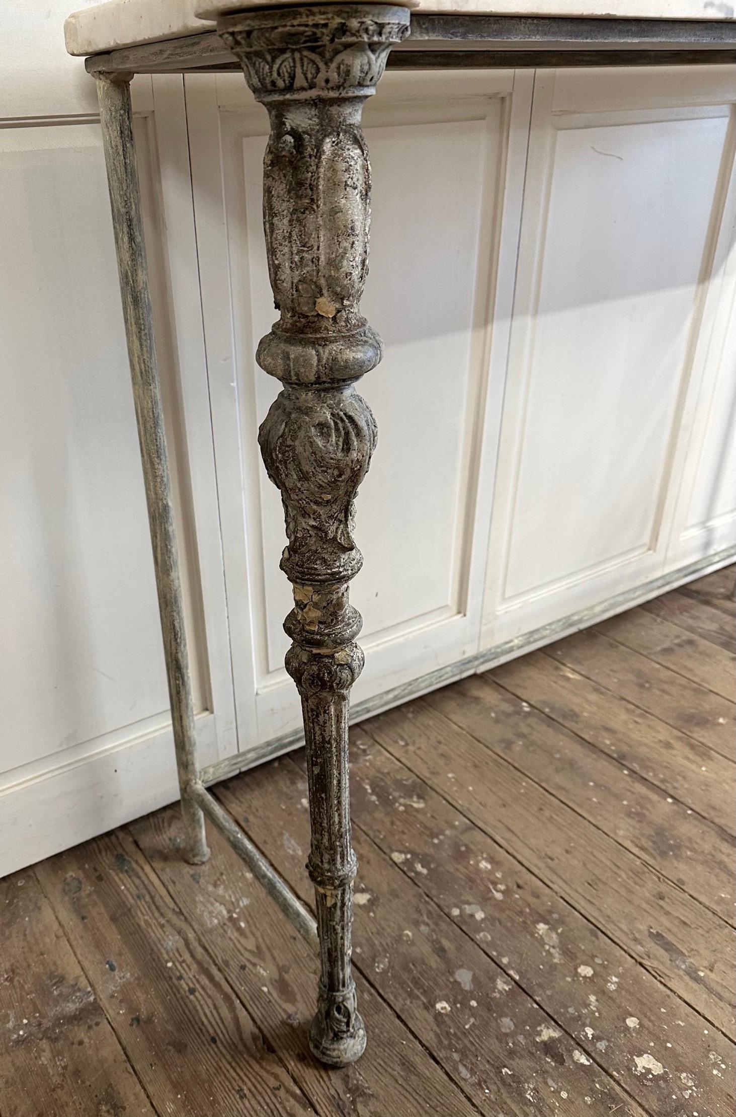 Antique French Louis XVI Marble Top Console Table For Sale 4