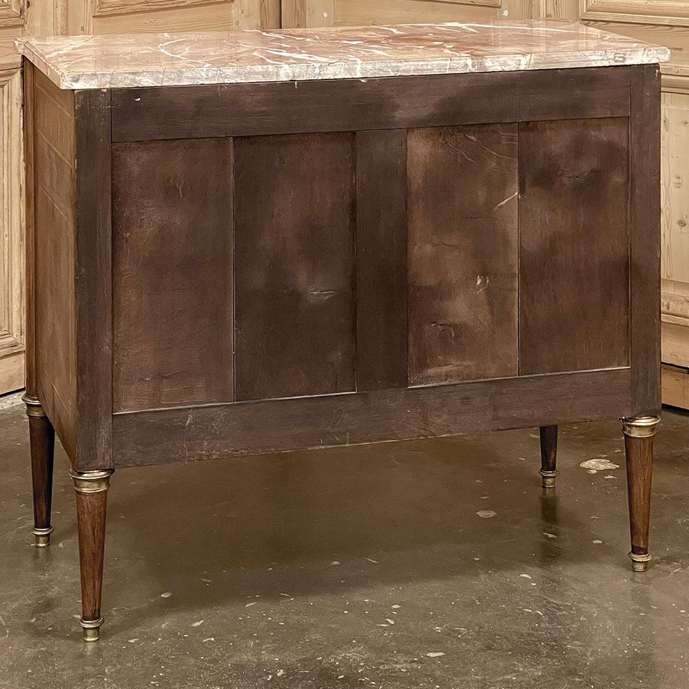 Antique French Louis XVI Marble Top Marquetry Commode For Sale 13