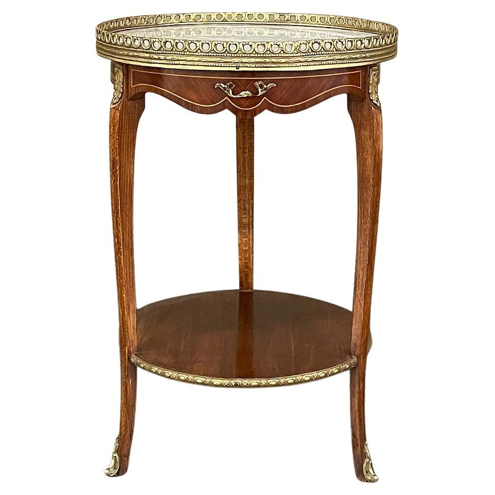 Inset MarbleTop Round Table For Sale at 1stDibs