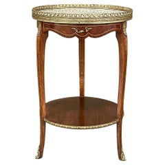 Antique French Louis XVI Marble Top Round End Table, Gueridon