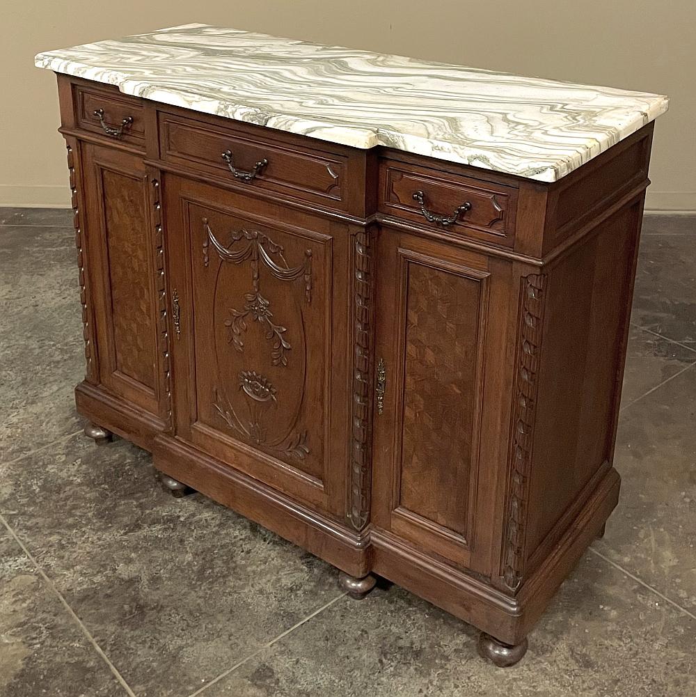 Antique French Louis XVI Marble Top Step-Front Buffet For Sale 5