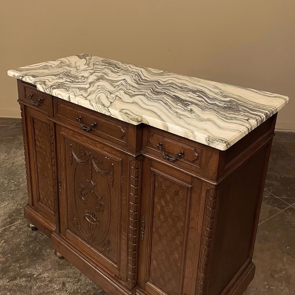 Antique French Louis XVI Marble Top Step-Front Buffet For Sale 6