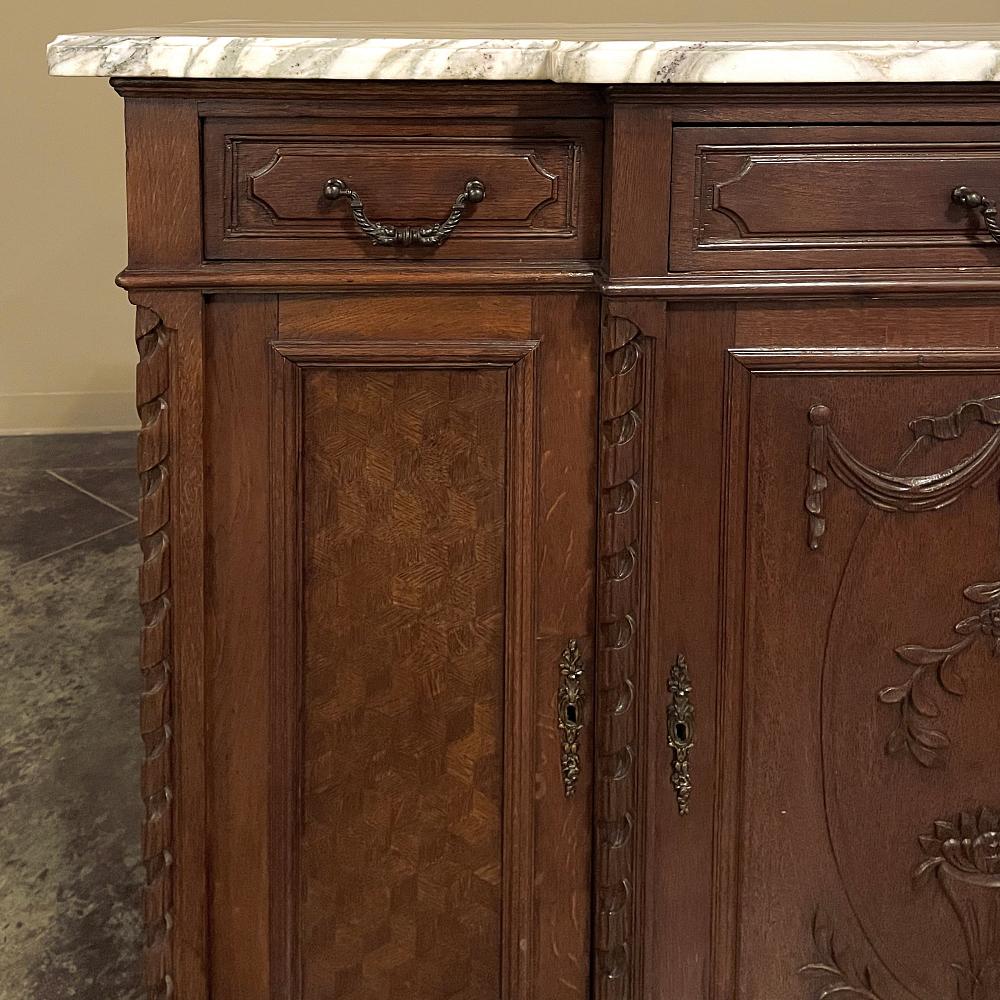 Antique French Louis XVI Marble Top Step-Front Buffet For Sale 9