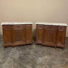 Antique French Louis XVI Marble Top Step-Front Buffet