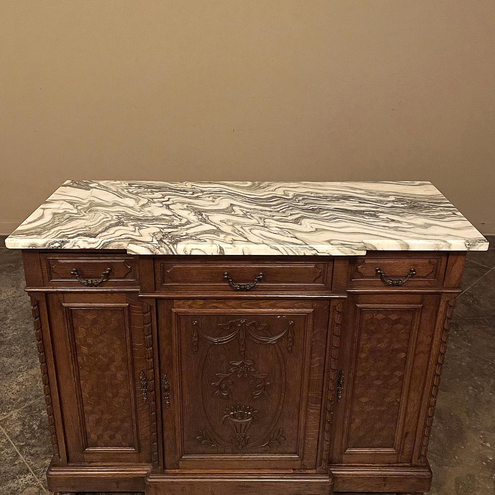 Antique French Louis XVI Marble Top Step-Front Buffet For Sale 1