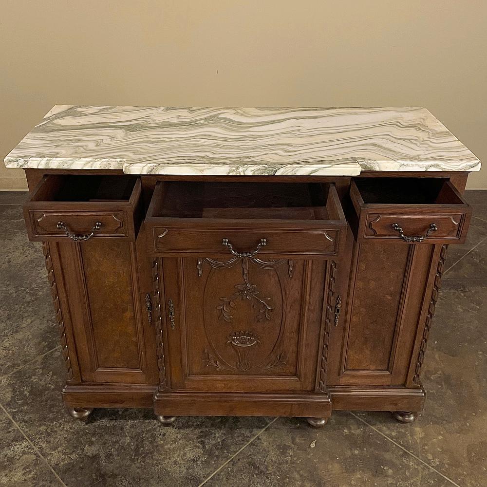 Antique French Louis XVI Marble Top Step-Front Buffet For Sale 2