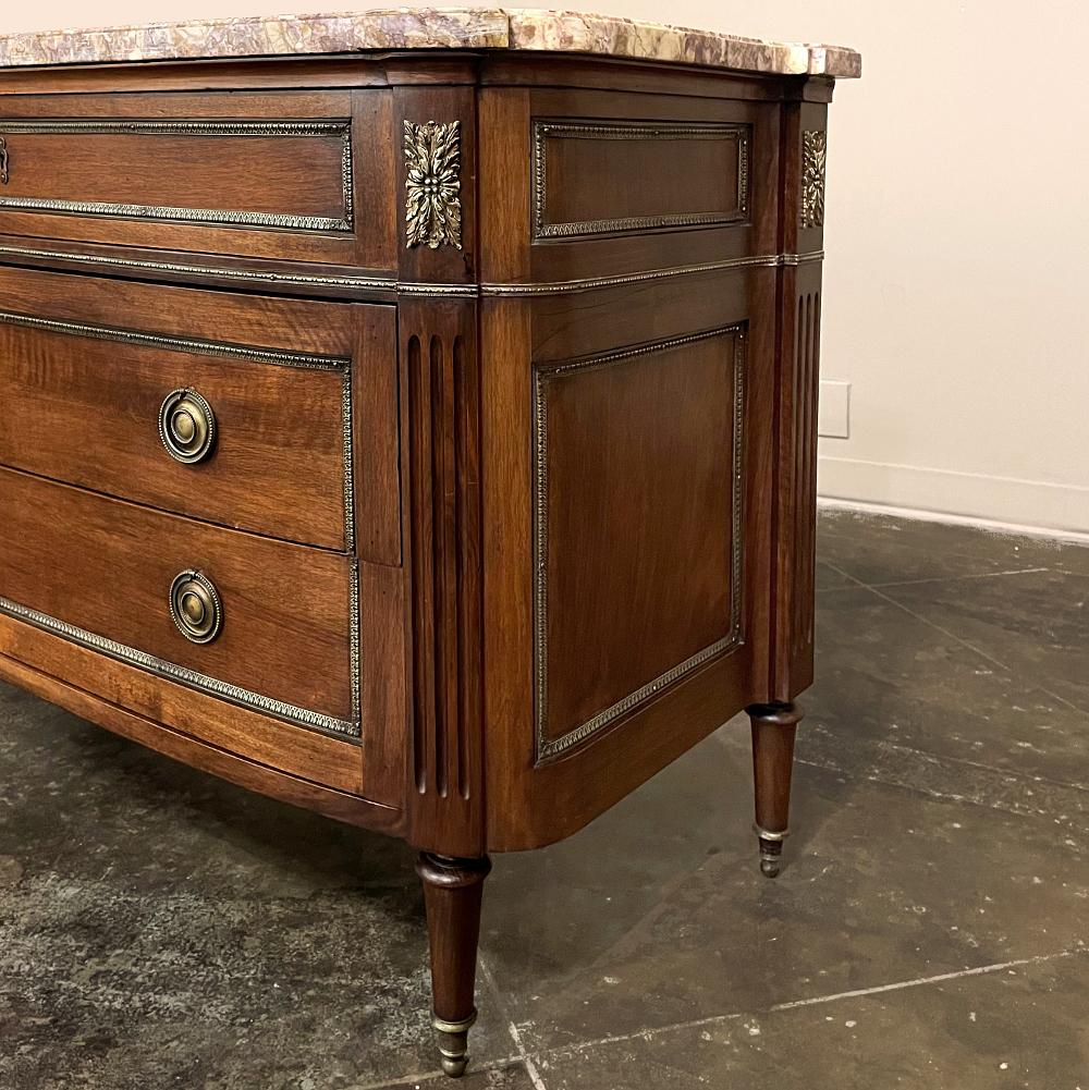Antique French Louis XVI Marble-Top Walnut Commode For Sale 4