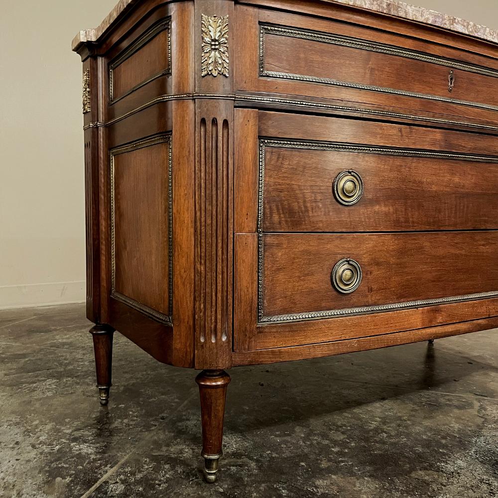 Antique French Louis XVI Marble-Top Walnut Commode For Sale 7