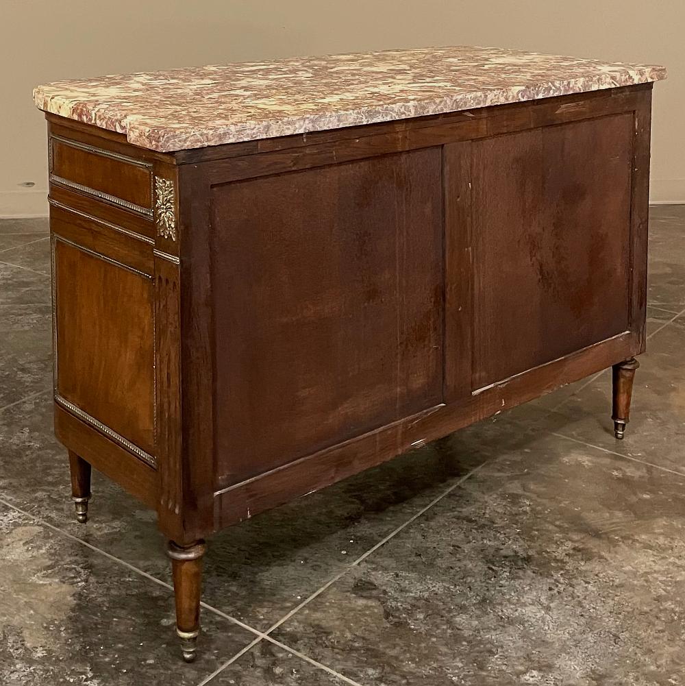 Antique French Louis XVI Marble-Top Walnut Commode For Sale 8