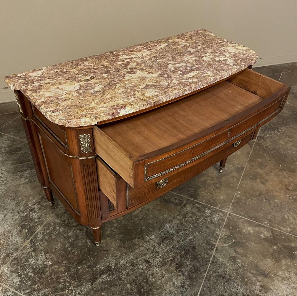 Antique French Louis XVI Marble-Top Walnut Commode For Sale 1