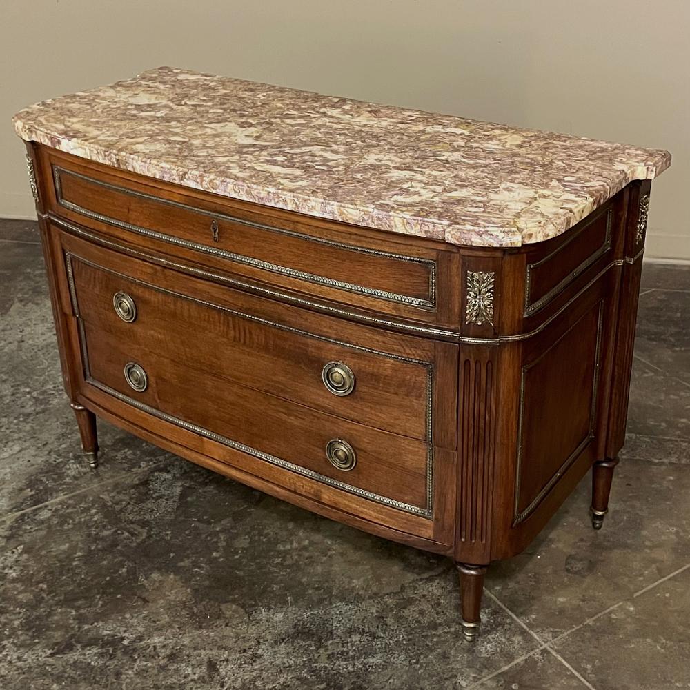 Antique French Louis XVI Marble-Top Walnut Commode For Sale 3
