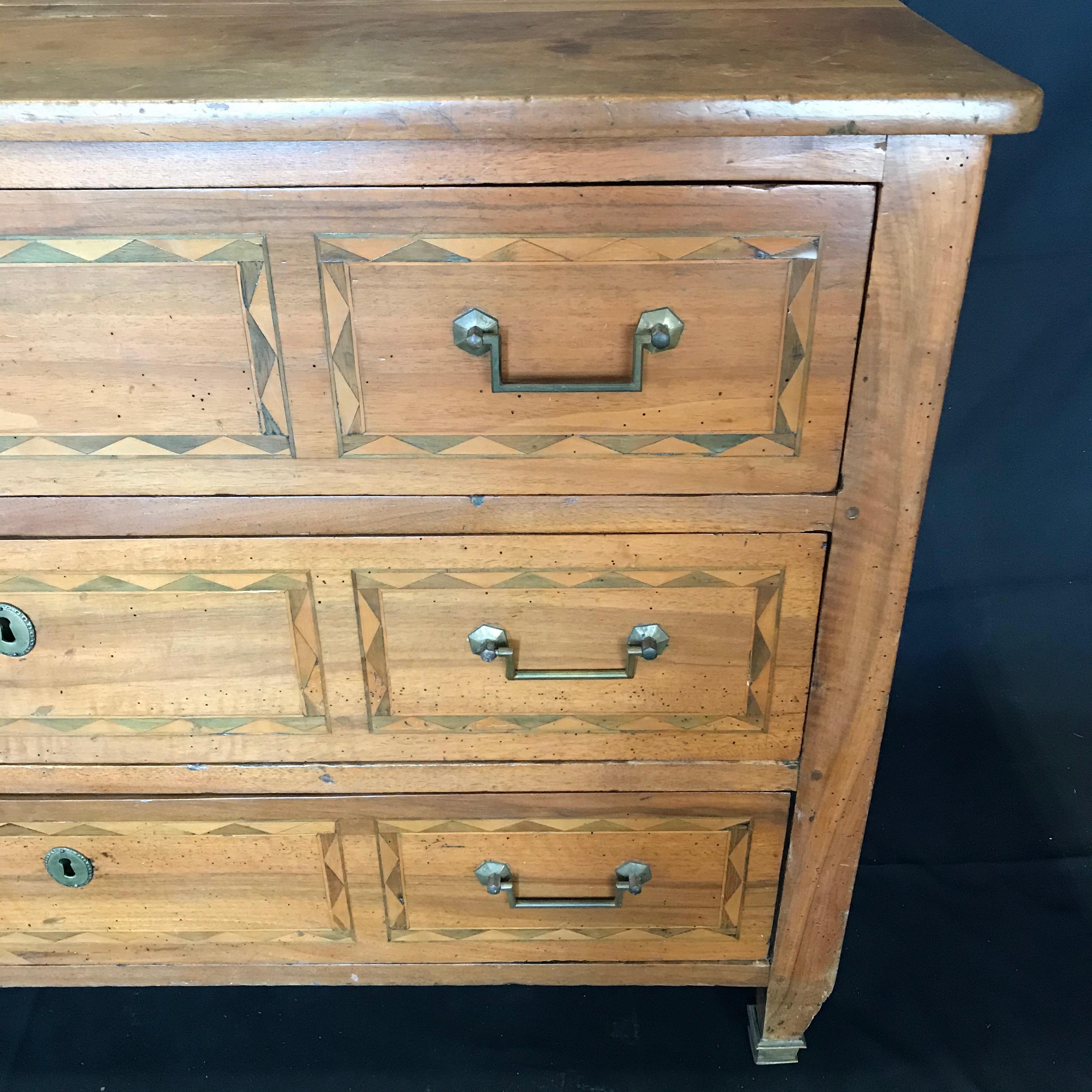 19th Century Antique French Louis XVI Marquetry Commode Chest of Drawers