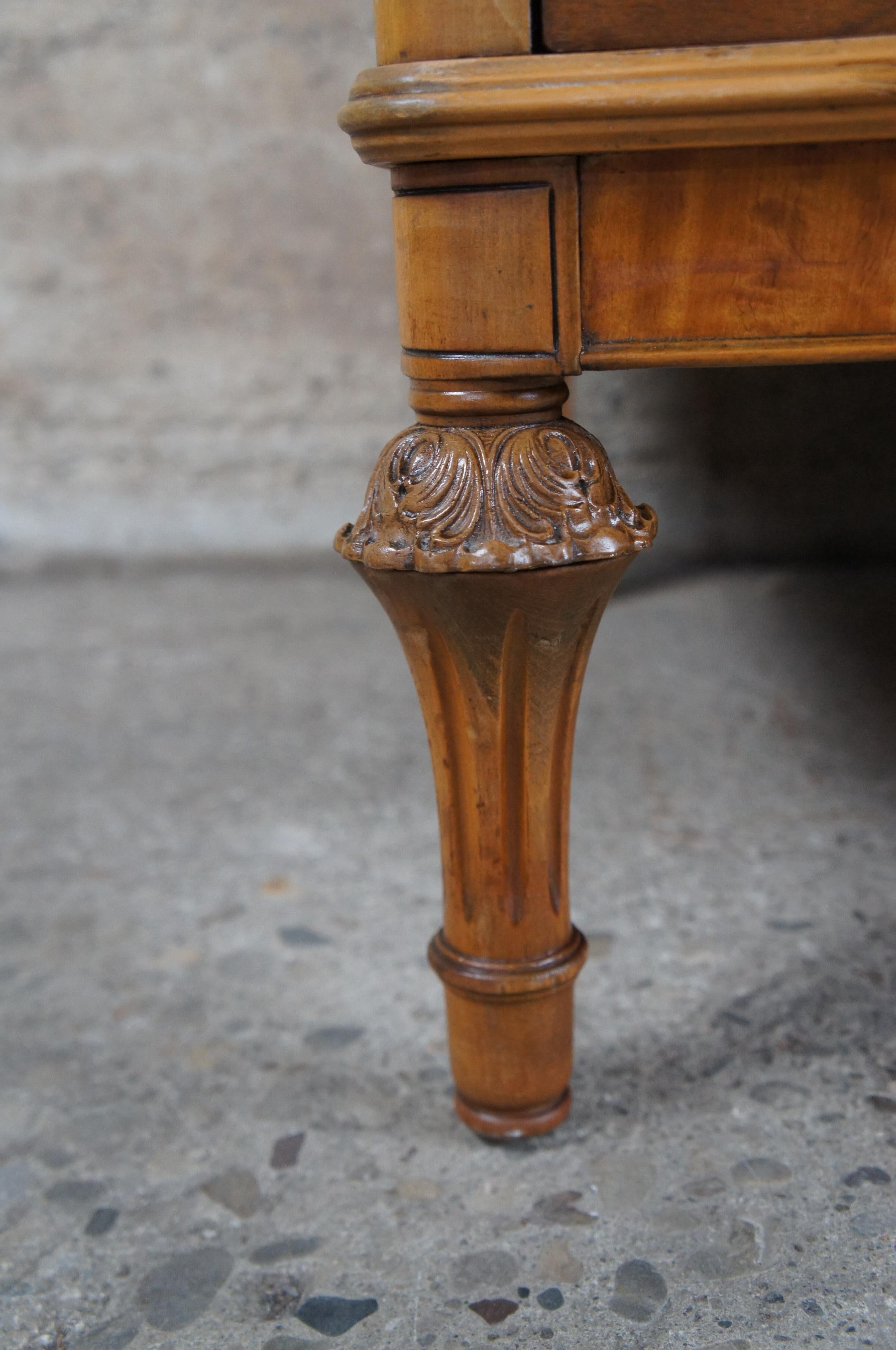 20th Century Antique French Louis XVI Matchbook Walnut Mirrored Vanity Dresser Chest Drawers