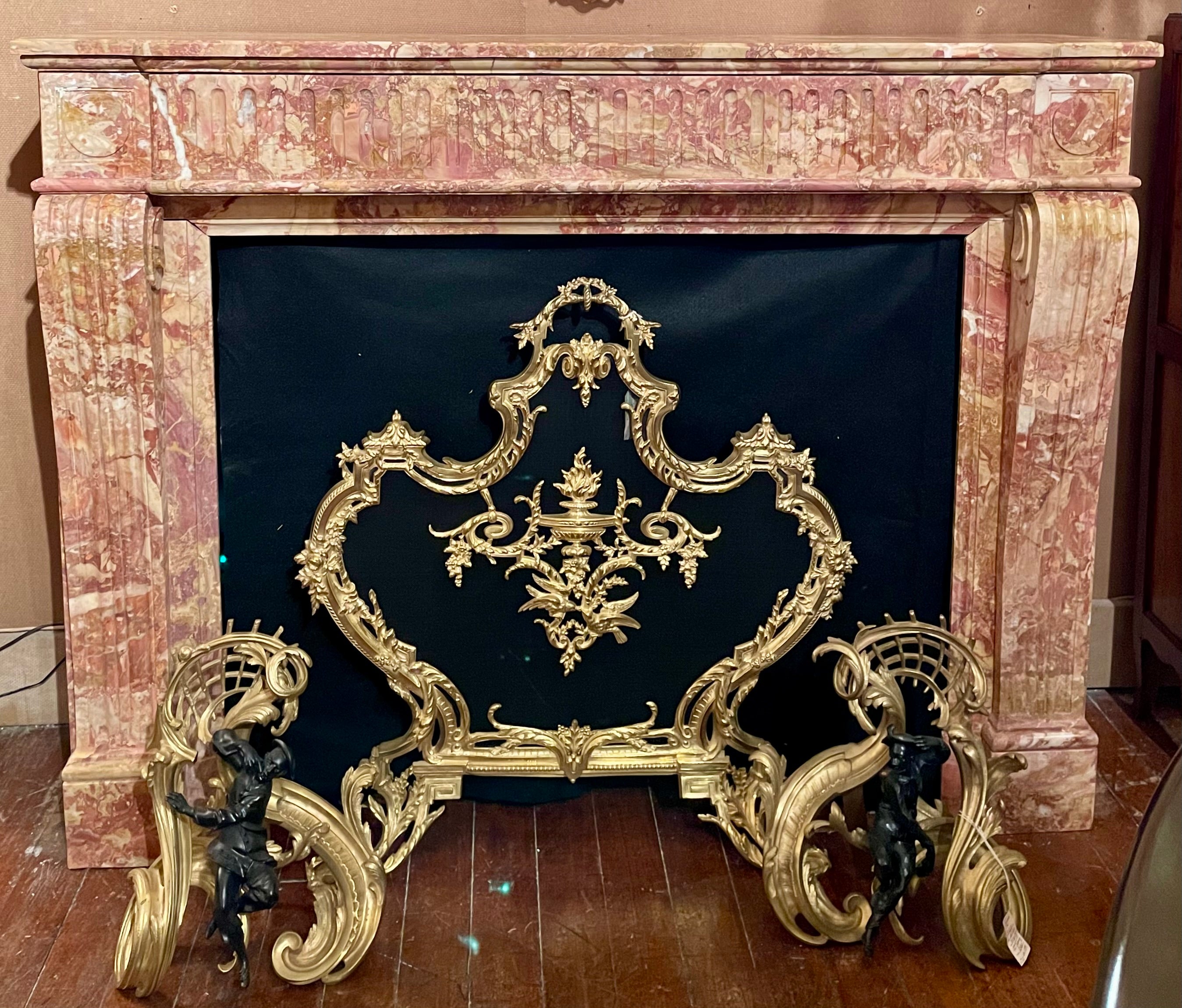 Antique French Louis XVI Mottled Rouge Marble Mantel, Circa 1880. In Good Condition For Sale In New Orleans, LA