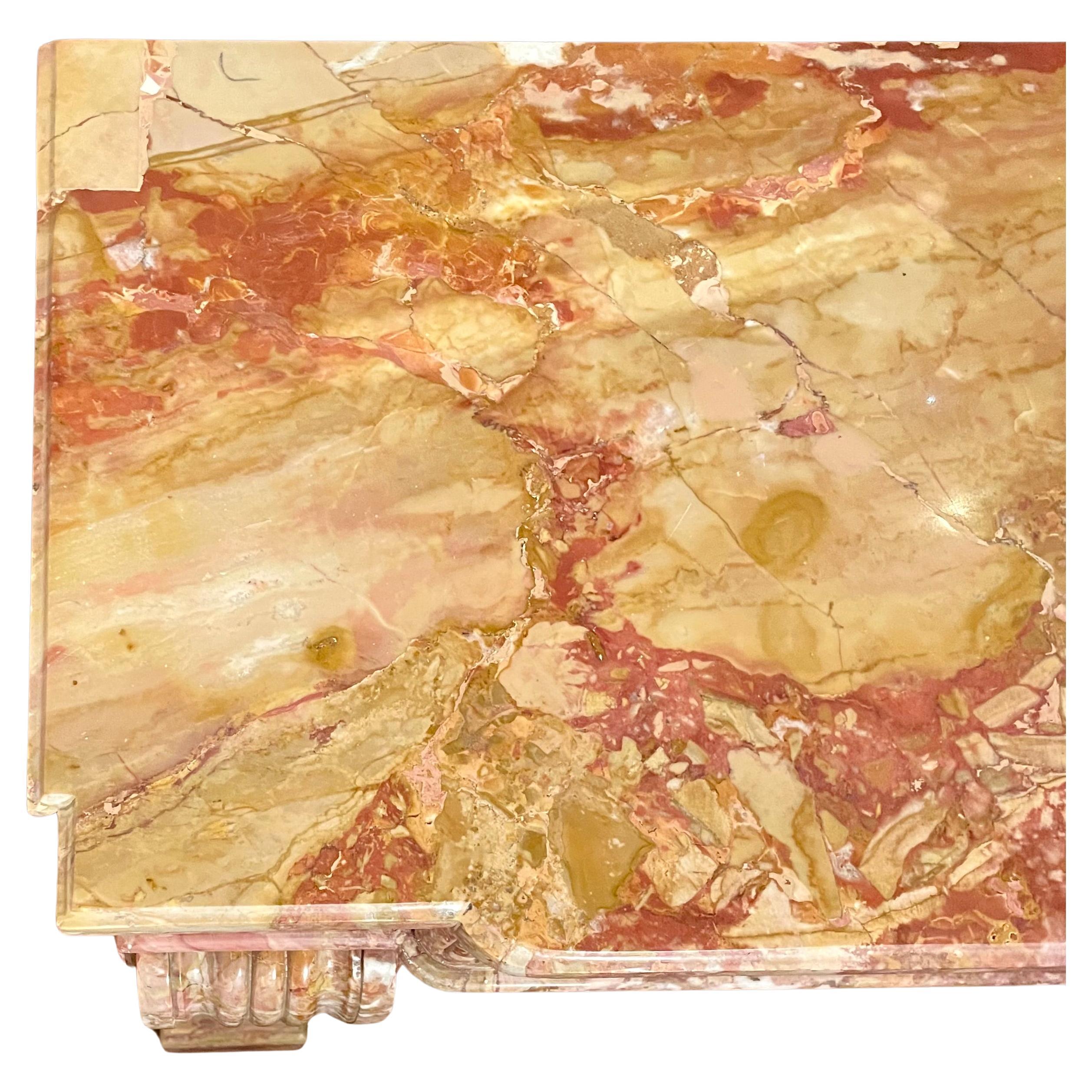 Antique French Louis XVI Mottled Rouge Marble Mantel, Circa 1880. For Sale 1