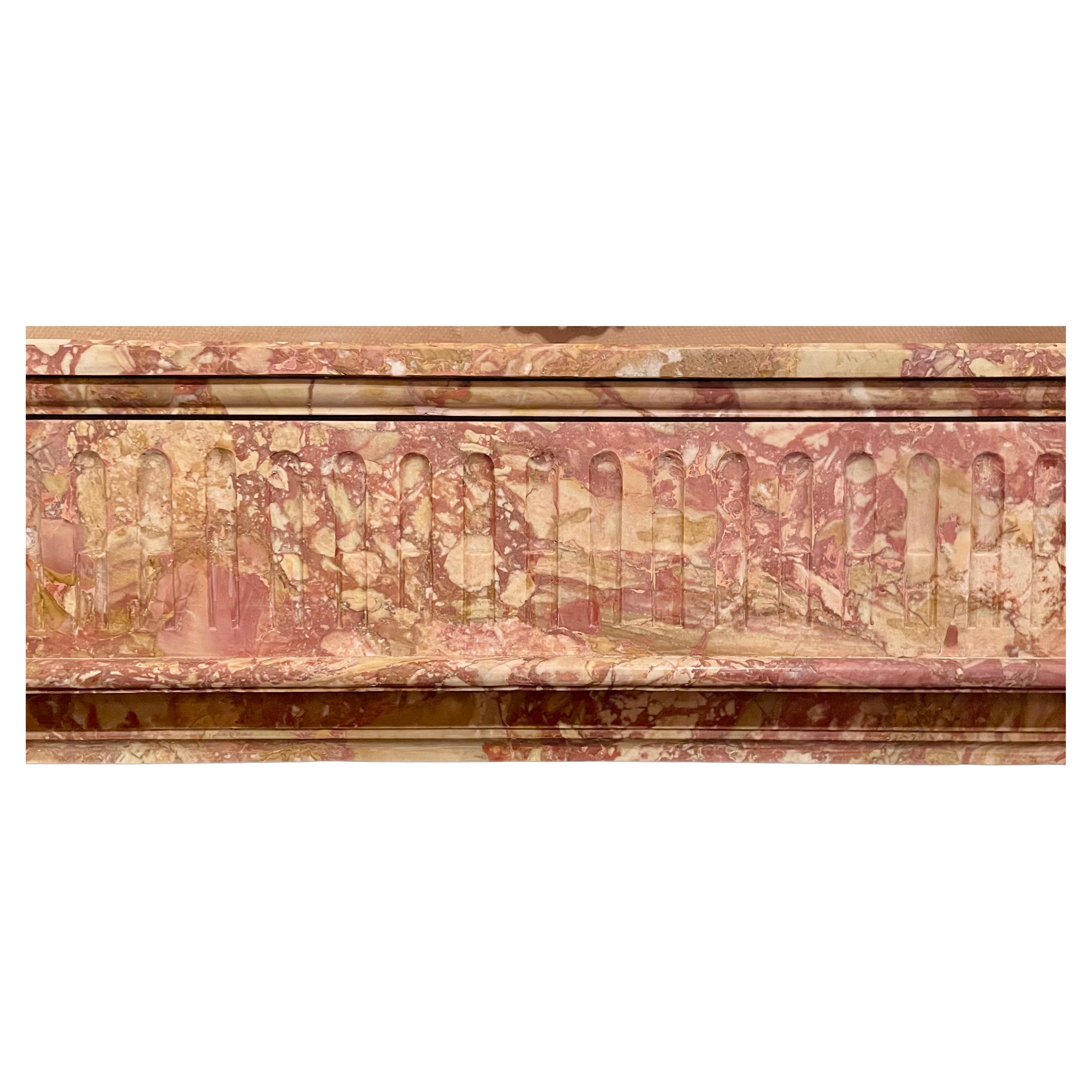 Antique French Louis XVI Mottled Rouge Marble Mantel, Circa 1880. For Sale 2