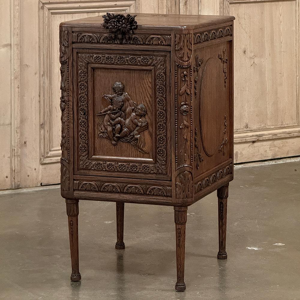 Antique French Louis XVI Neoclassical Argentier ~ Silver Cabinet ~ Nightstand In Good Condition For Sale In Dallas, TX