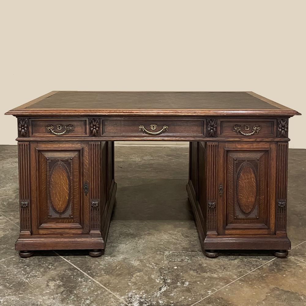Antique French Louis XVI Neoclassical Double Faced Desk For Sale 12