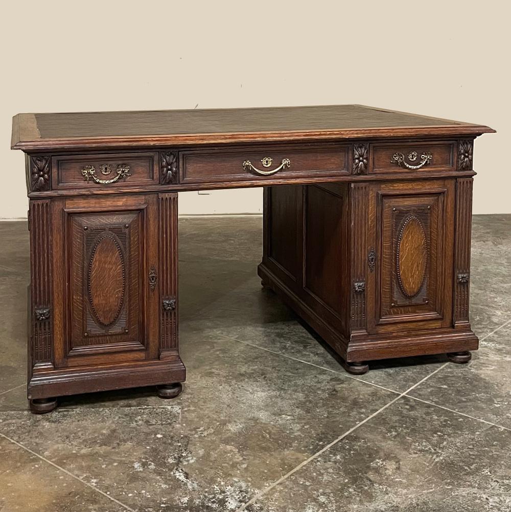 Hand-Crafted Antique French Louis XVI Neoclassical Double Faced Desk For Sale