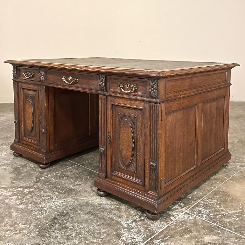 Antique French Louis XVI Escritorio Neoclásico de Doble Cara Hecho a mano en venta