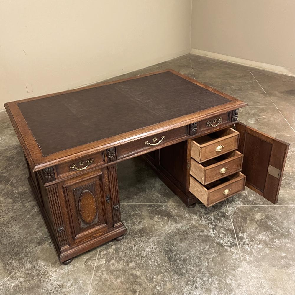 Antique French Louis XVI Escritorio Neoclásico de Doble Cara Latón en venta