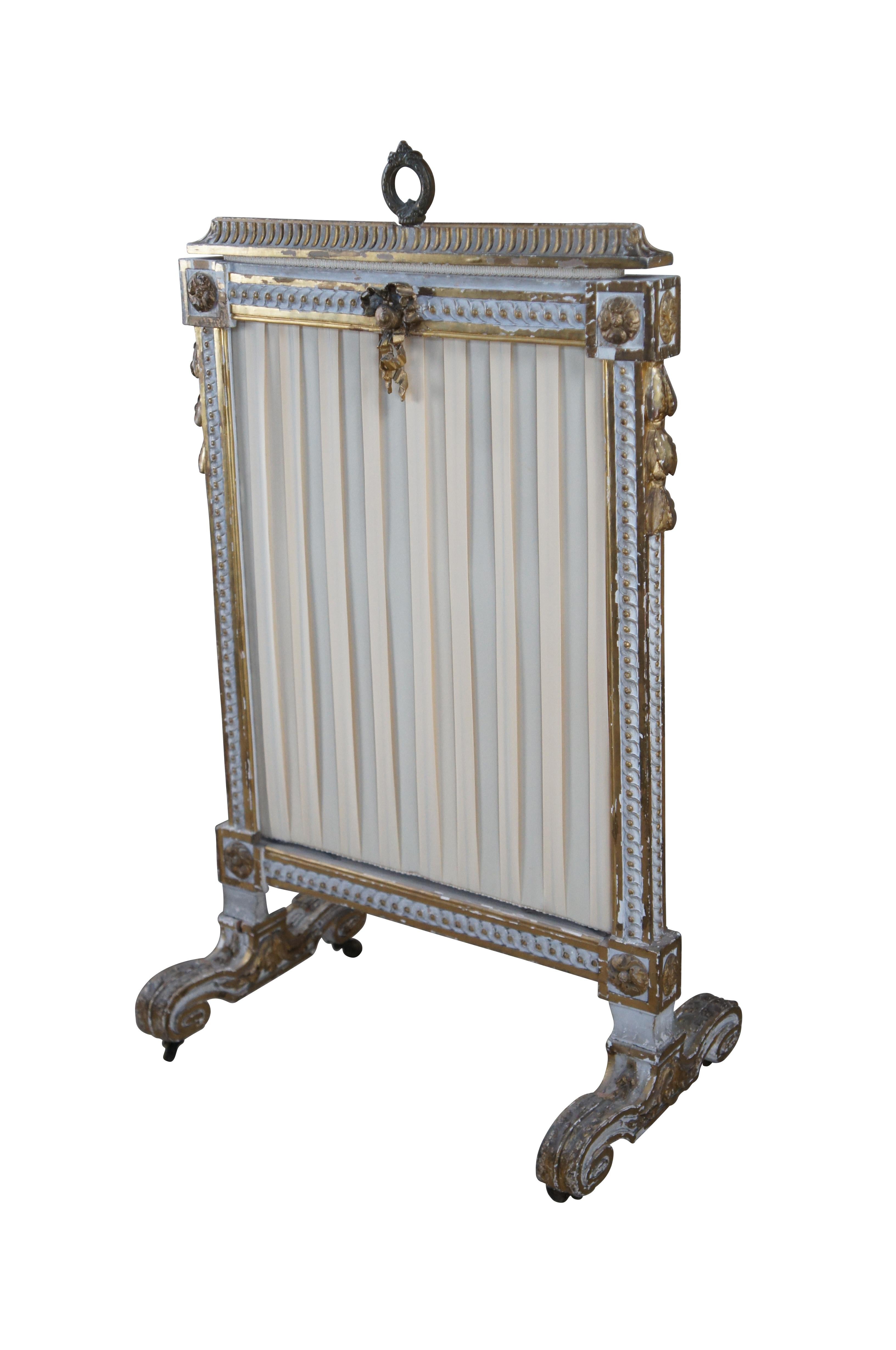 Antique French Louis XVI Neoclassical Fireplace Mantel Hearth Fire Screen 45