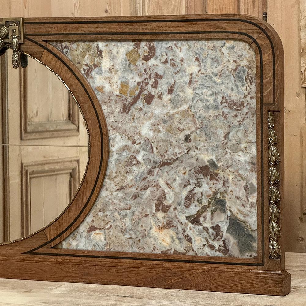 Antique French Louis XVI Neoclassical Mantel Mirror with Marble & Bronze Mounts For Sale 8