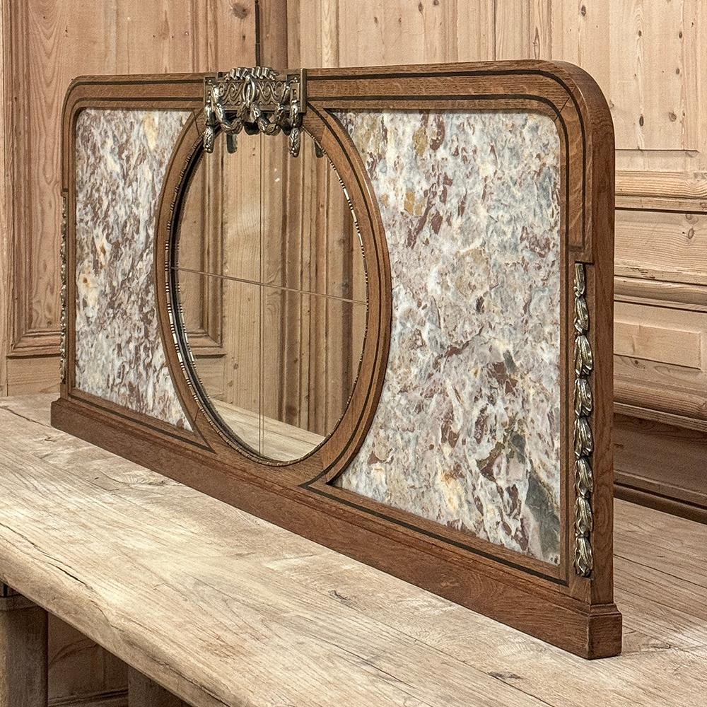 Antique French Louis XVI Neoclassical Mantel Mirror with Marble & Bronze Mounts For Sale 11