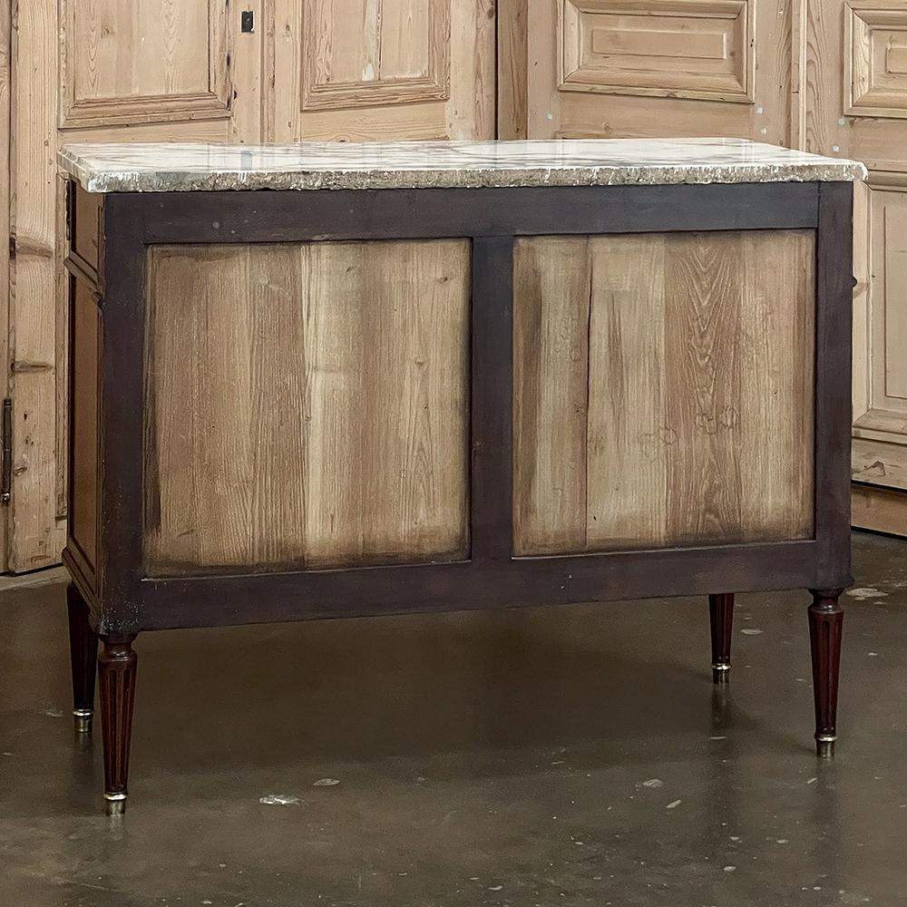 Antique French Louis XVI Neoclassical Marble Top Mahogany Commode For Sale 13