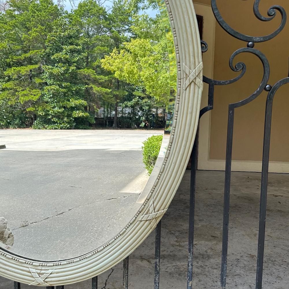 Antique French Louis XVI Neoclassical Painted Oval Mirror For Sale 4