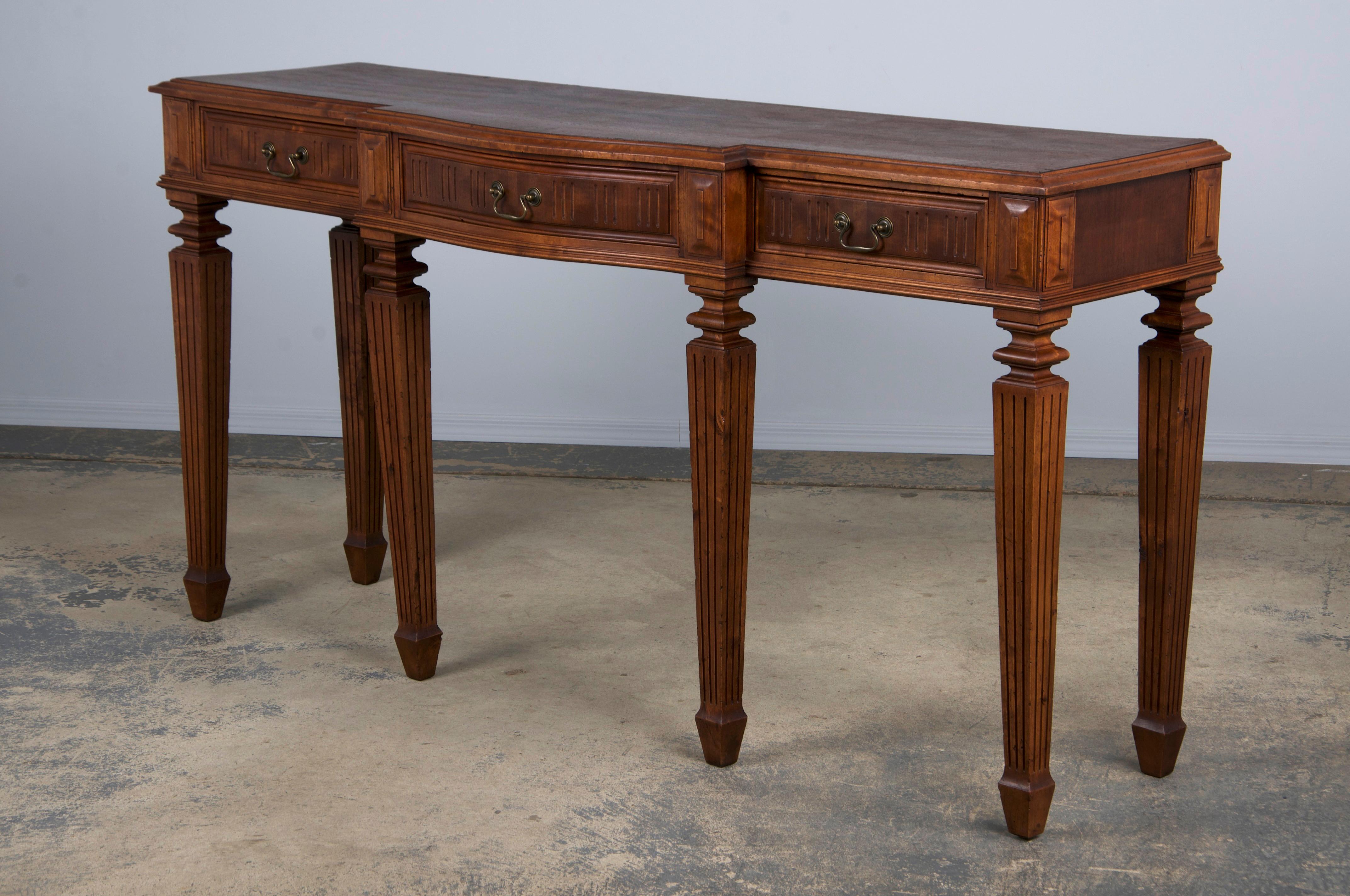 Antique French Louis XVI Neoclassical Style Mahogany Console Table For Sale 9