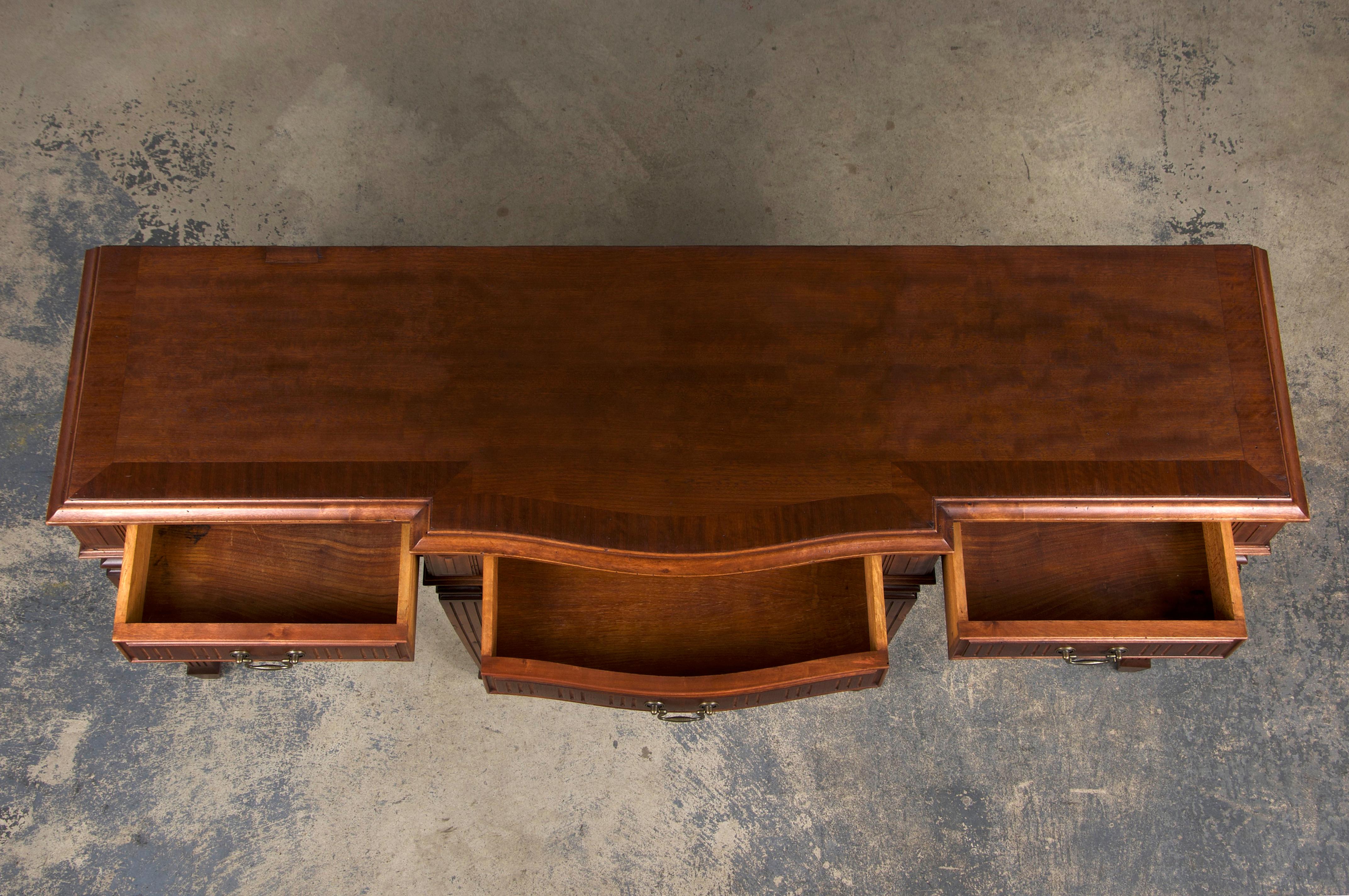 19th Century Antique French Louis XVI Neoclassical Style Mahogany Console Table For Sale