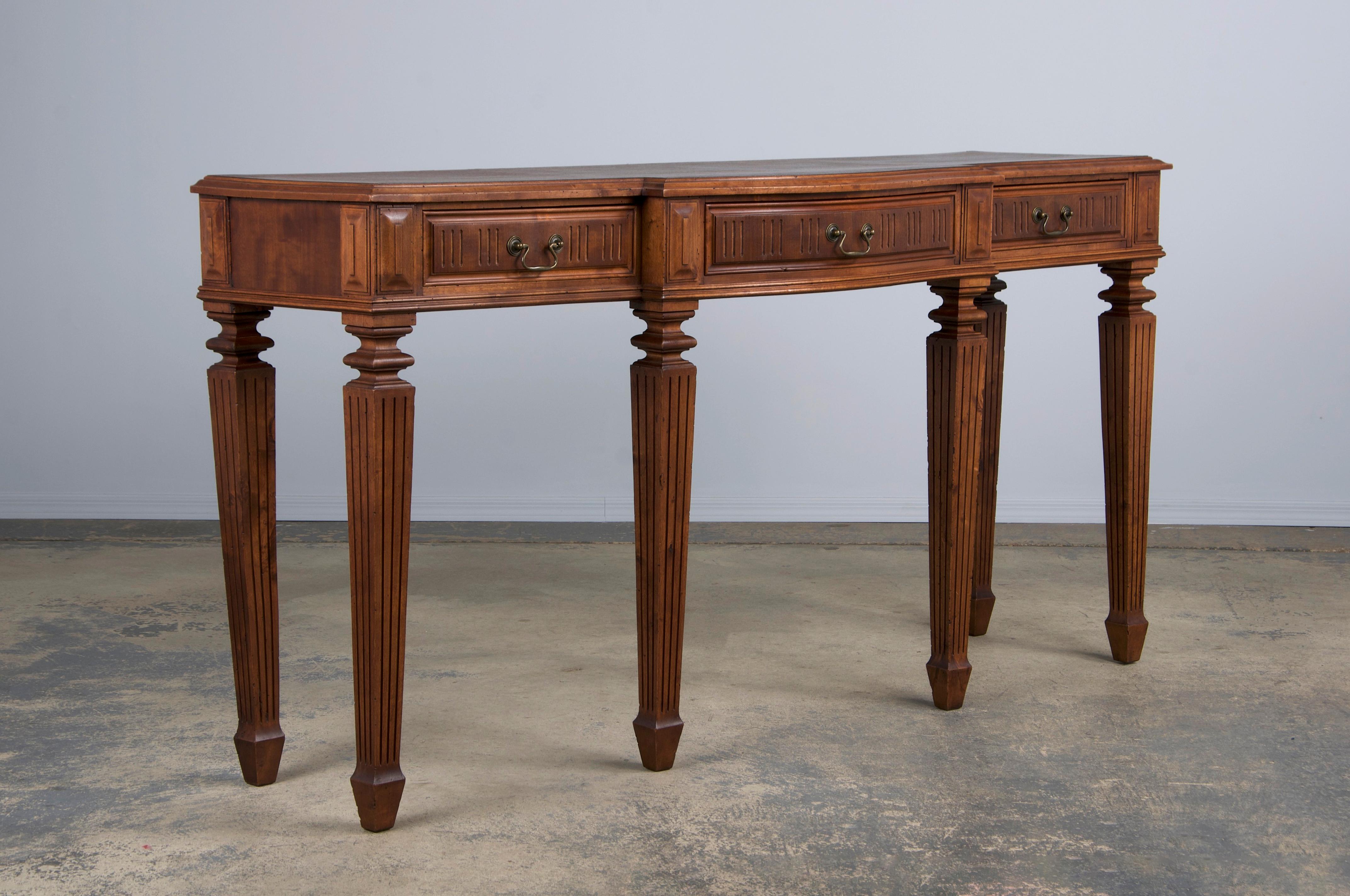 Antique French Louis XVI Neoclassical Style Mahogany Console Table For Sale 1