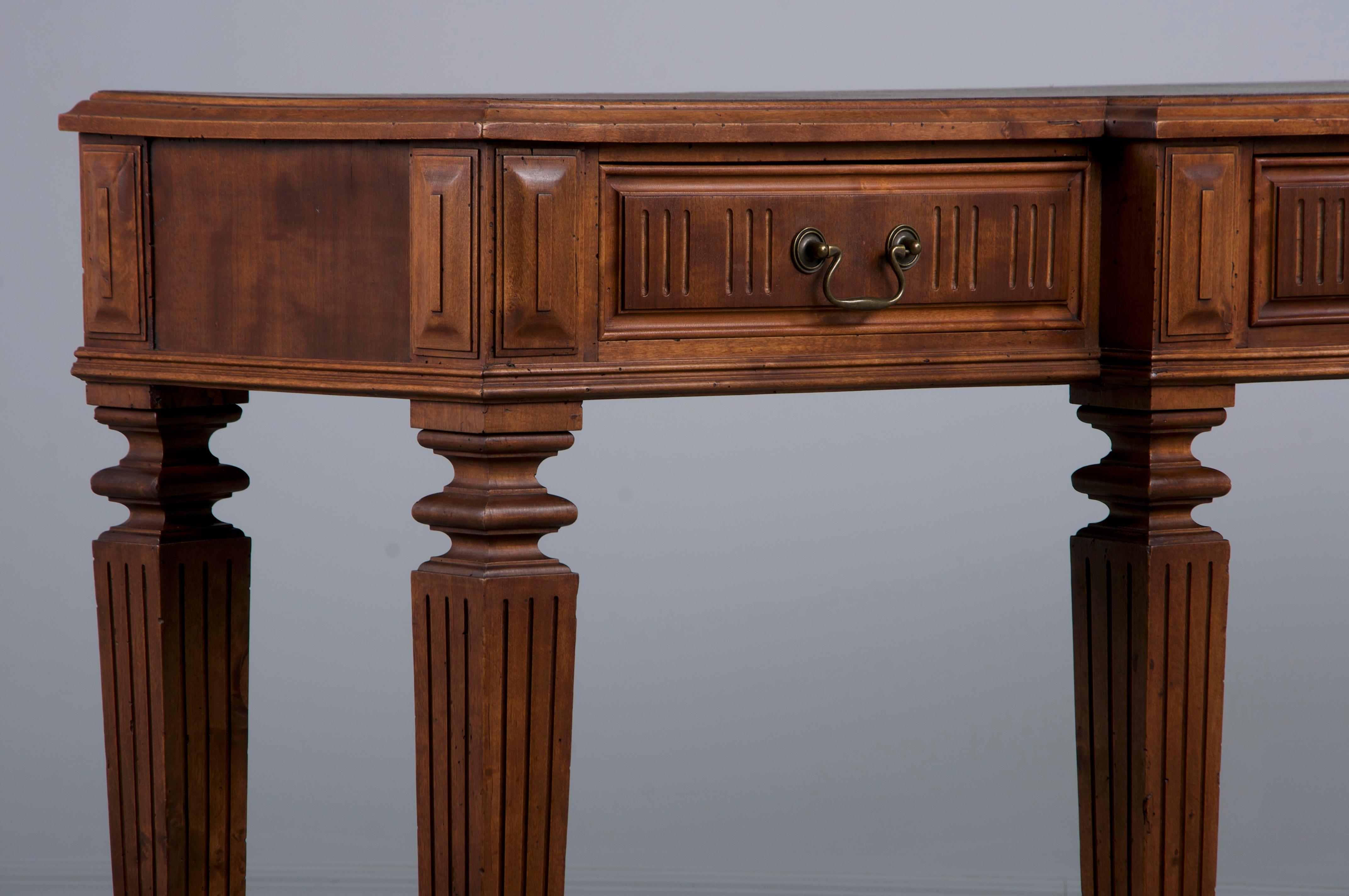 Antique French Louis XVI Neoclassical Style Mahogany Console Table For Sale 2
