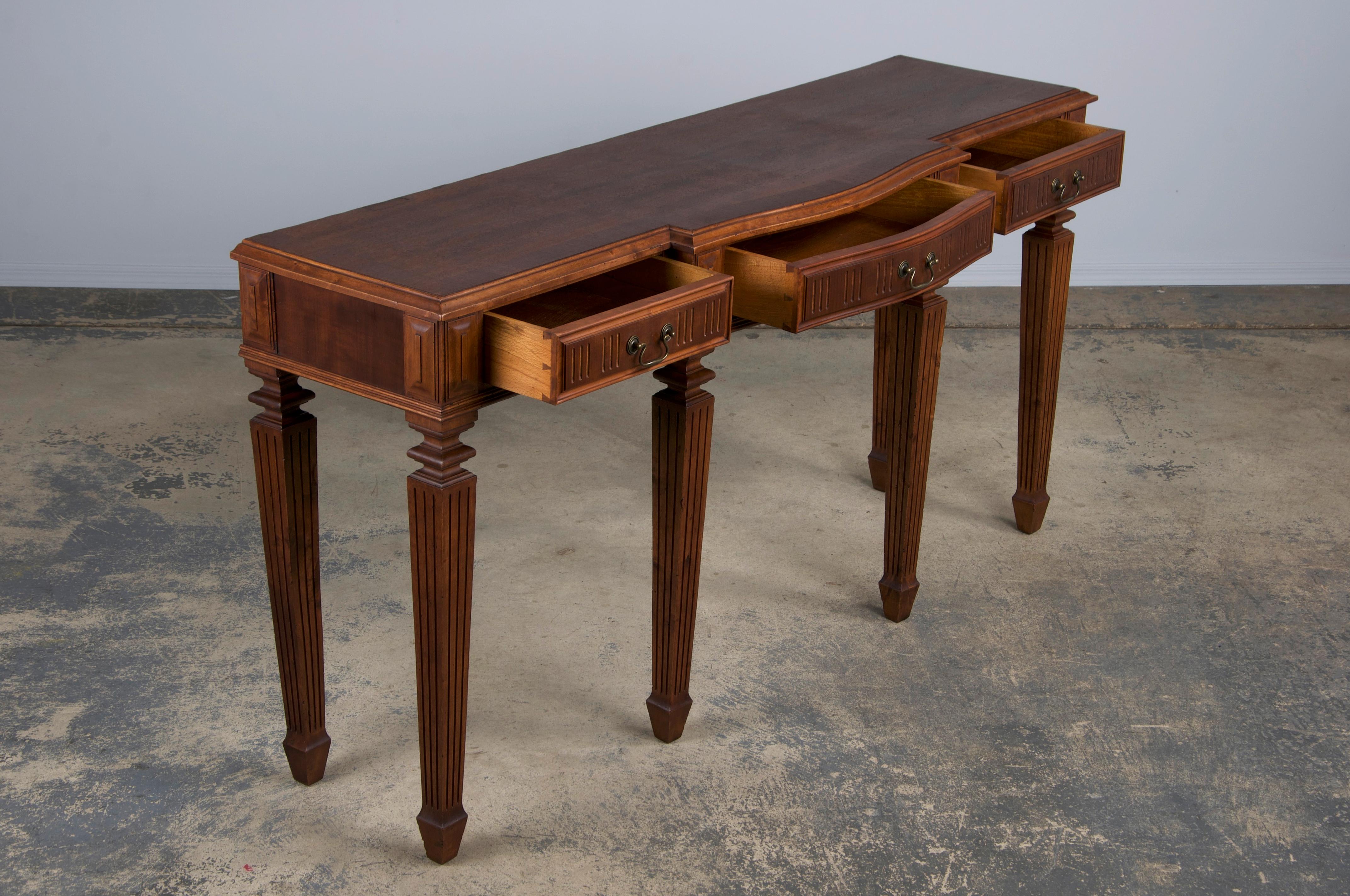 Antique French Louis XVI Neoclassical Style Mahogany Console Table For Sale 4
