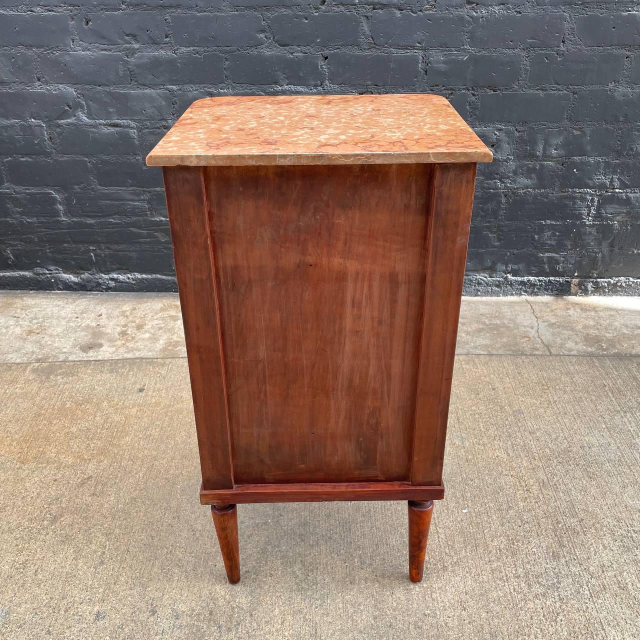 Antique French Louis XVI Night Stand with Pink Marble Top For Sale 9