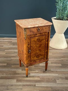 Antique French Louis XVI Night Stand with Pink Marble Top