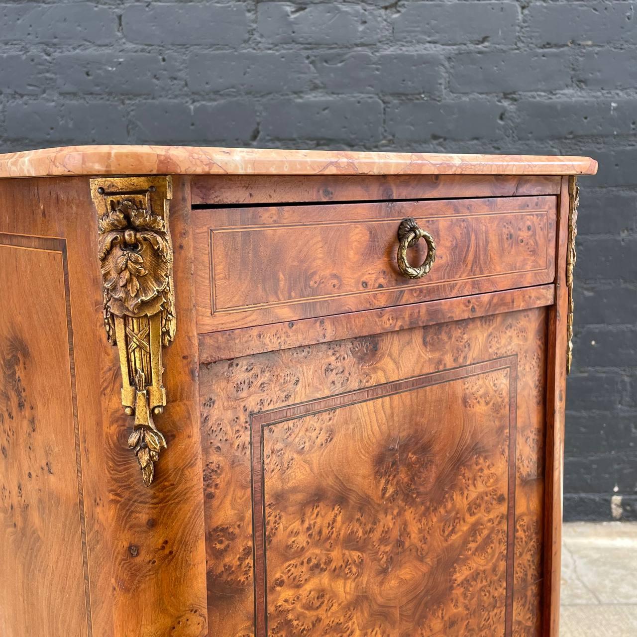 Antique French Louis XVI Night Stand with Pink Marble Top For Sale 5