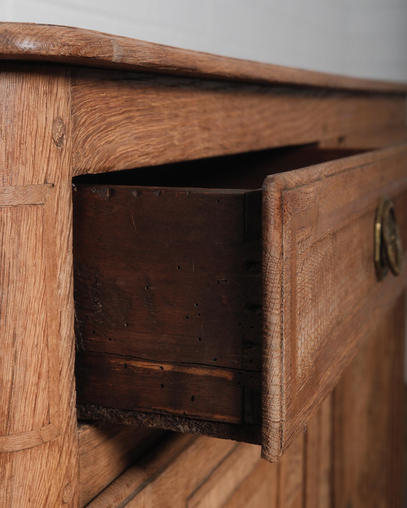 Antique French Louis XVI Oak Buffet with Hand-Carved Vase Motifs, Late 18th Cen For Sale 2
