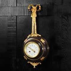 Antique French Louis XVI Ormolu and Bronze Cartel Wall Clock