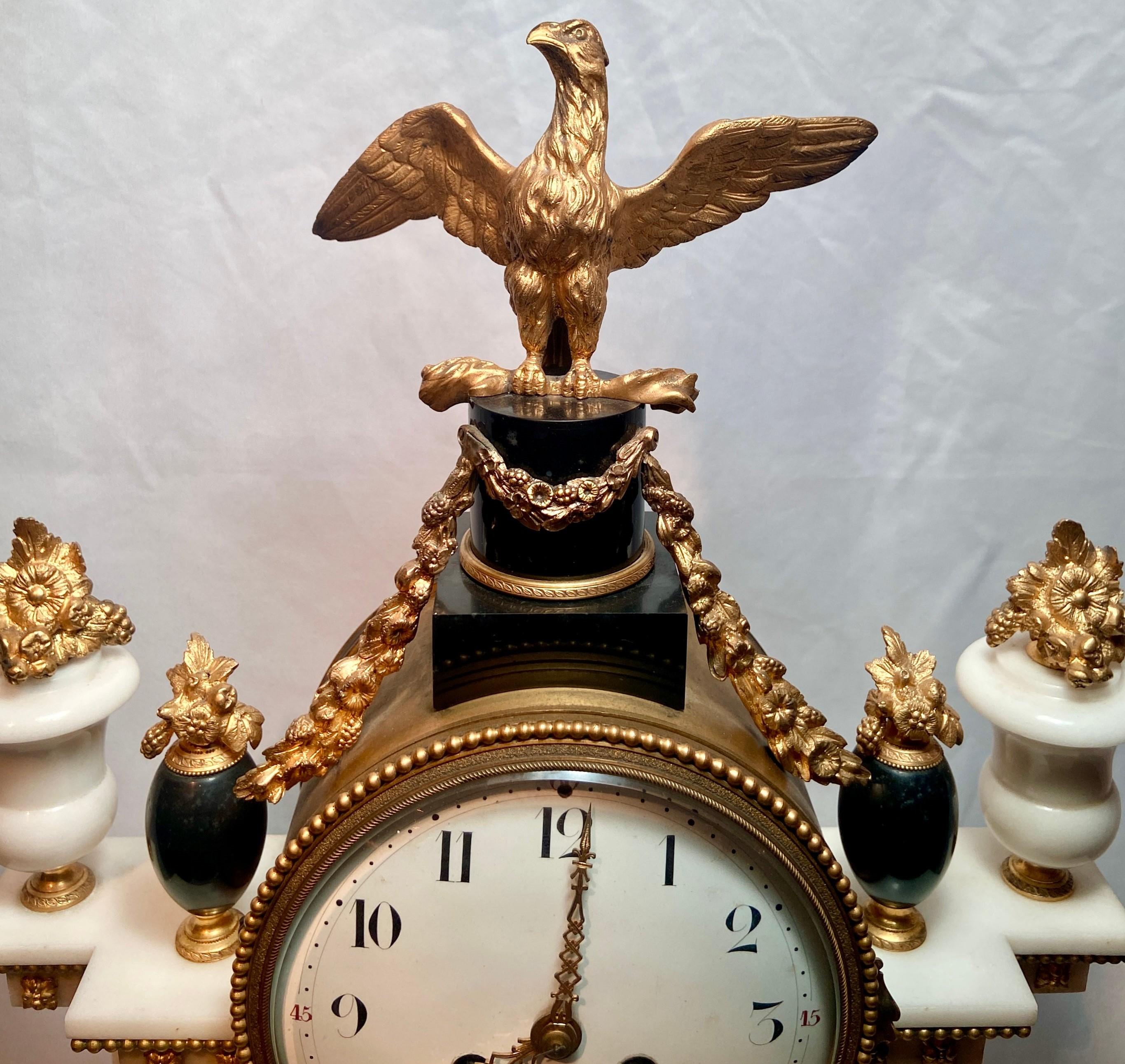 Antique French Louis XVI Finest Ormolu and Marble Mantel Clock, circa 1850-1860.