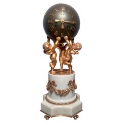 Antique French Louis XVI Ormolu and Patinated Bronze Clock, Circa 1860-1870
