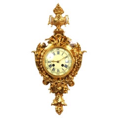 Antique French Louis XVI Ormolu Cartel Wall Clock