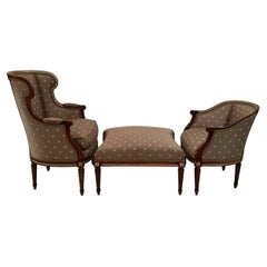 Antique French Louis XVI Ormolu Mounted Mahogany 3 Piece Duchesse Brisée Ca 1880