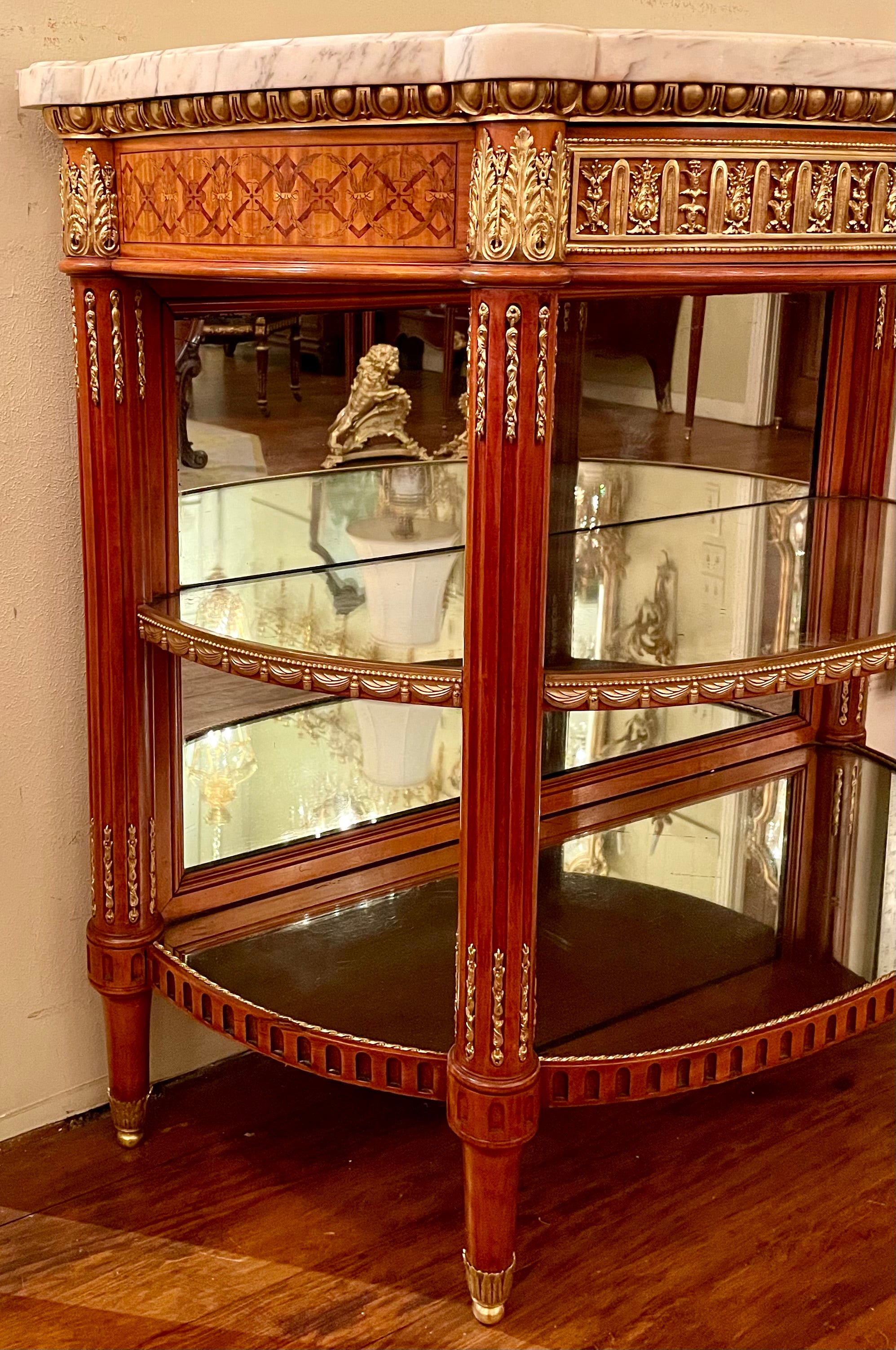 Antique French Louis XVI Ormolu & Satinwood Marble Top Console Table, Circa 1880 siglo XIX en venta